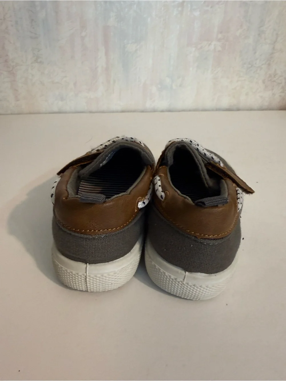 Carter's Gray Canvas Kids Sneakers with Brown Accents, Hook and Loop Closure 8